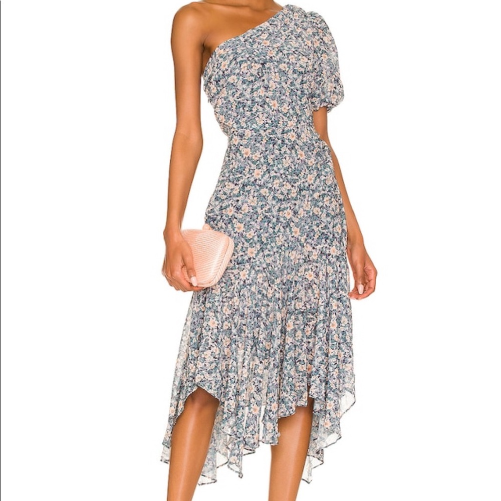 Revolve Santorini Dress in Blue Peach Multi Floral